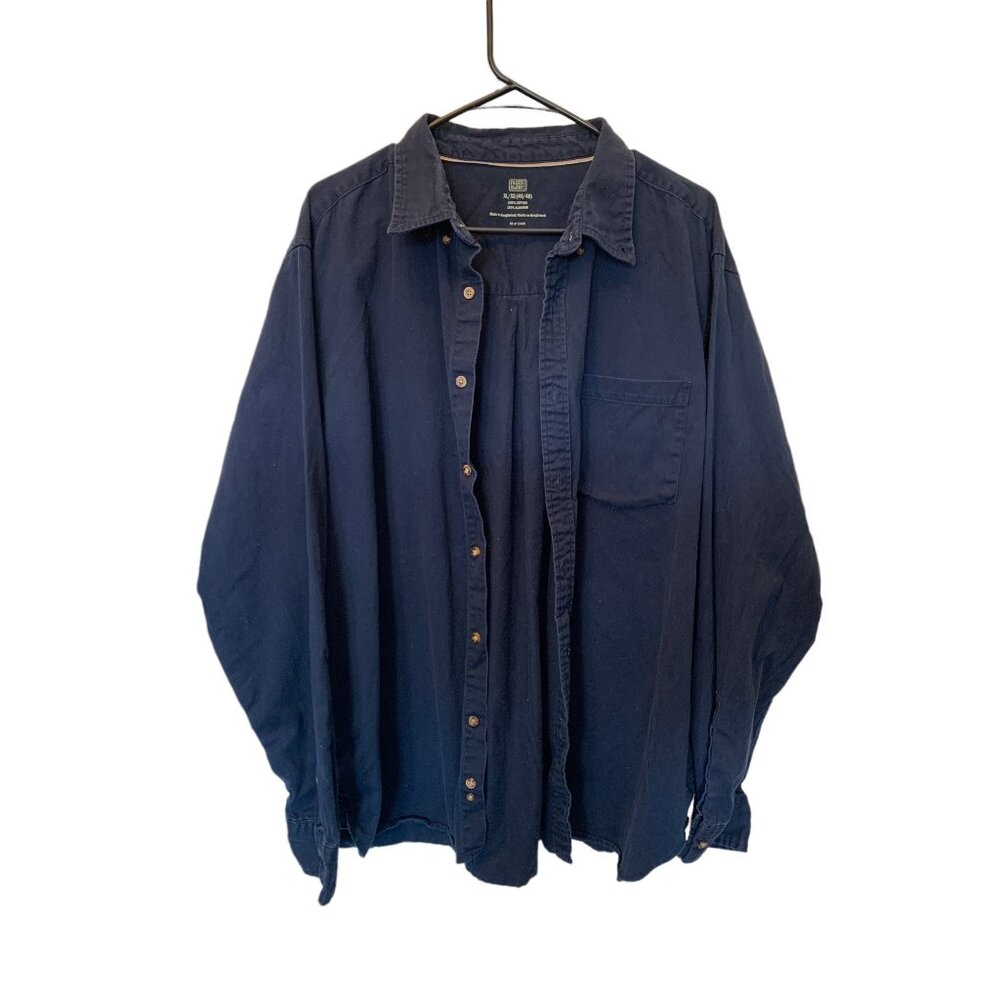 🌸3/$15🌸Navy Cotton Button Up Long Sleeve Shirt XL with Front Pocket